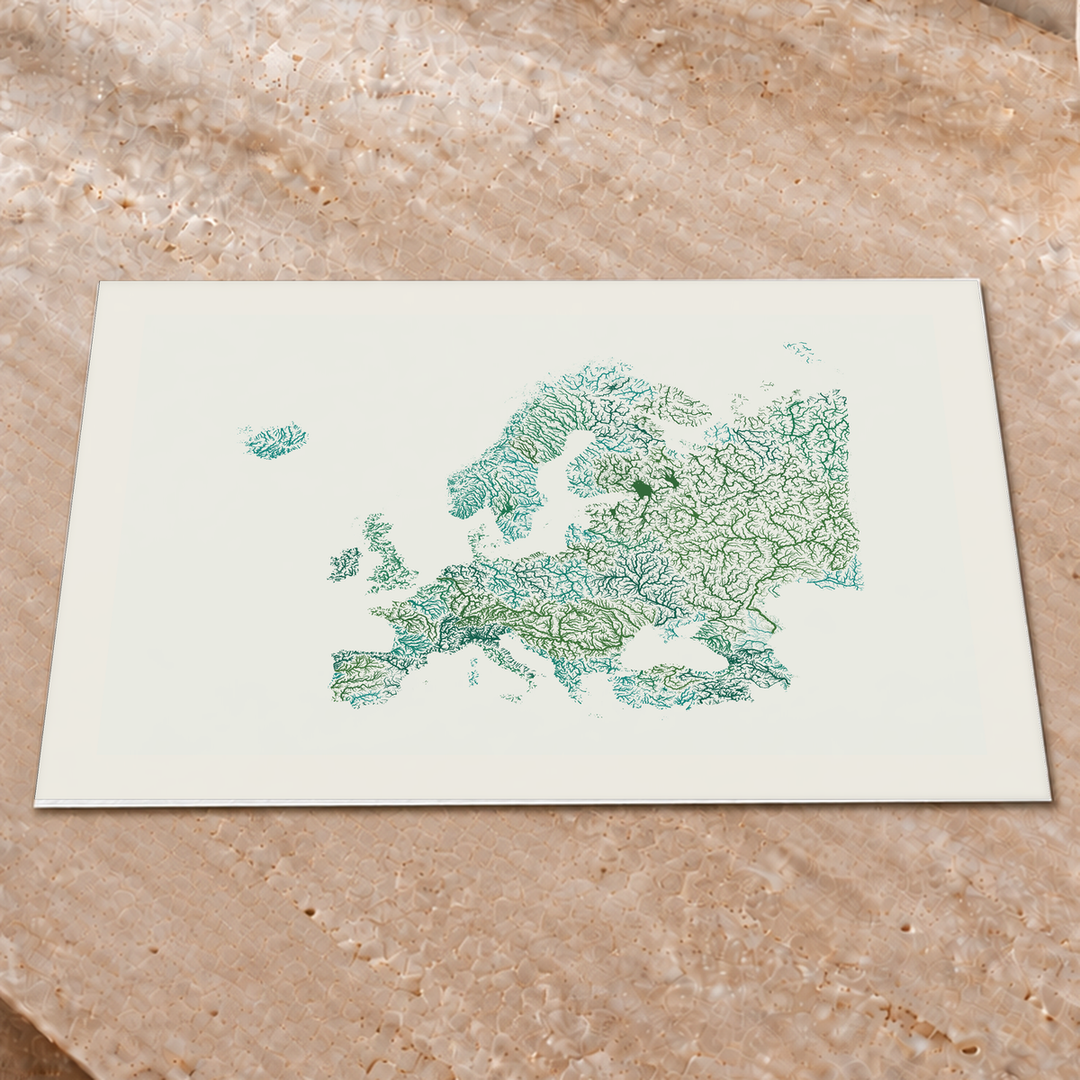 Beautiful Rivers — Europa — Verde jade e porcelana, Impressão fine art · 45 × 60 cm, Margem branca