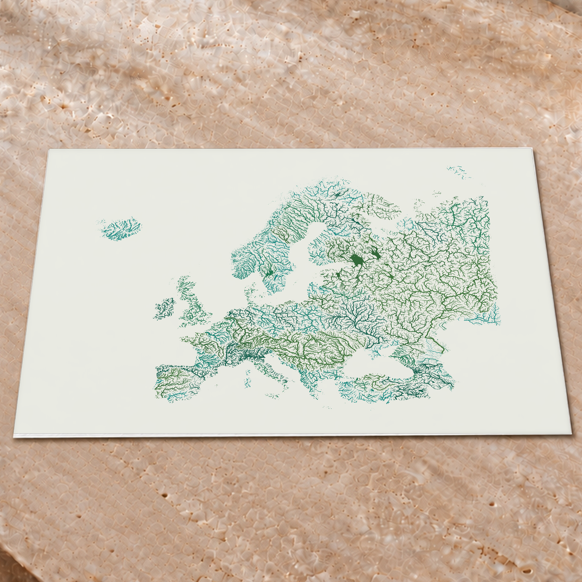 Beautiful Rivers — Europa — Verde jade e porcelana, Impressão fine art · 60 × 80 cm, Sem margem