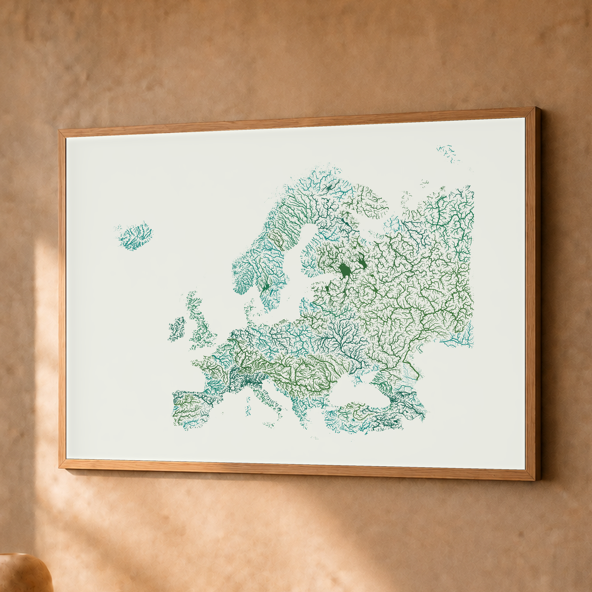 Beautiful Rivers — Europa — Verde jade e porcelana, Fine art emoldurado · 30 × 40 cm, Natural · Sem margem