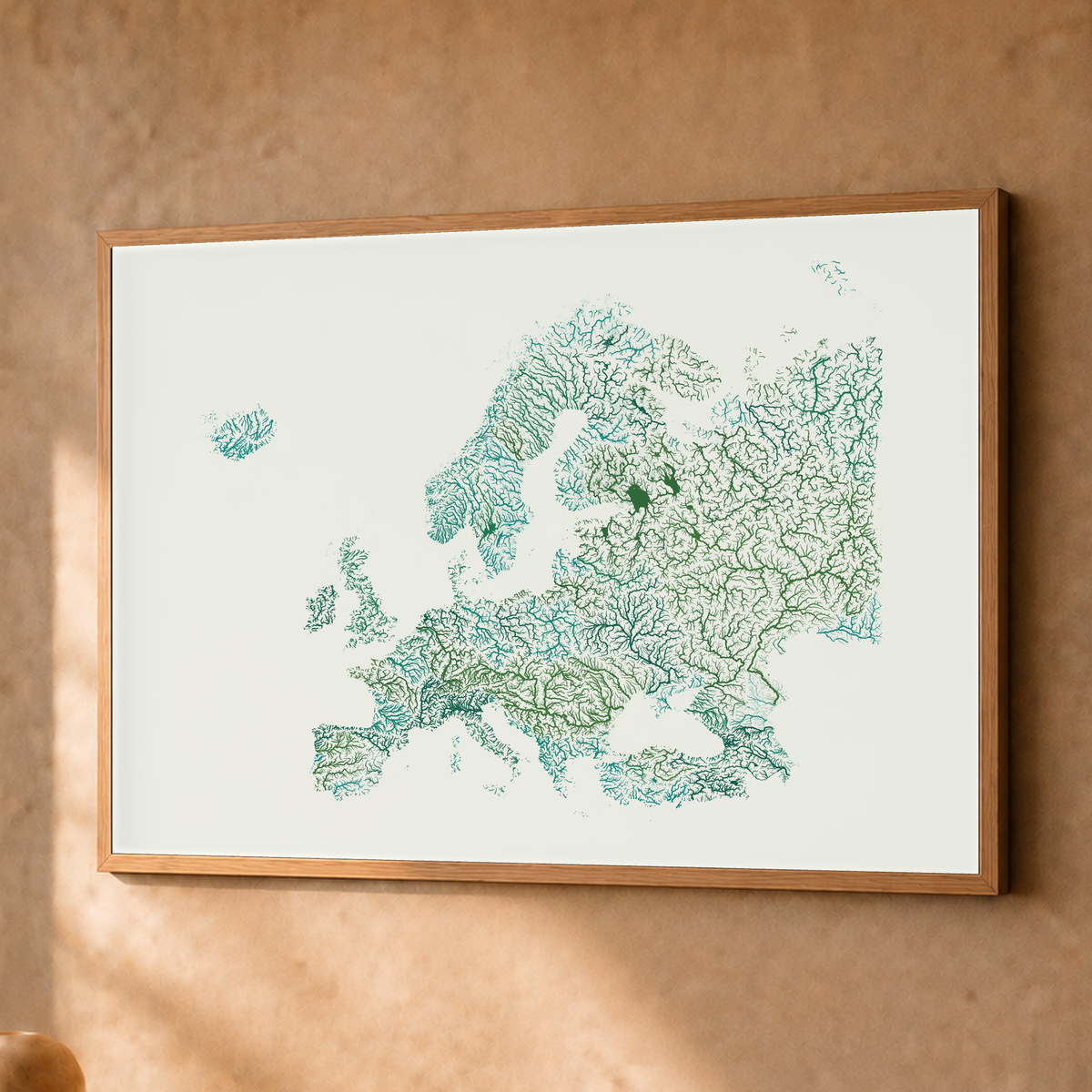 Beautiful Rivers — Europa — Verde jade e porcelana, Fine art emoldurado · 45 × 60 cm, Natural · Sem margem