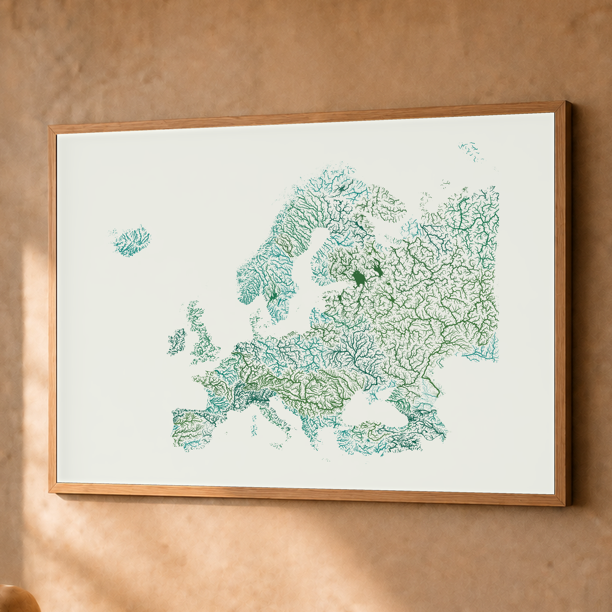 Beautiful Rivers — Europa — Verde jade e porcelana, Fine art emoldurado · 60 × 80 cm, Natural · Sem margem