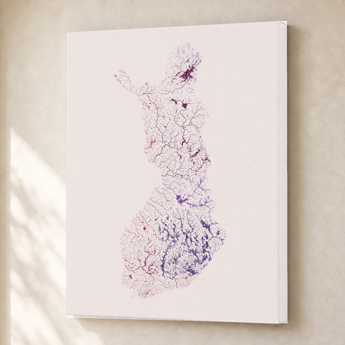 Beautiful Rivers — Finlândia — Ameixa e rosé, Canvas · 30 × 40 cm, Sem margem