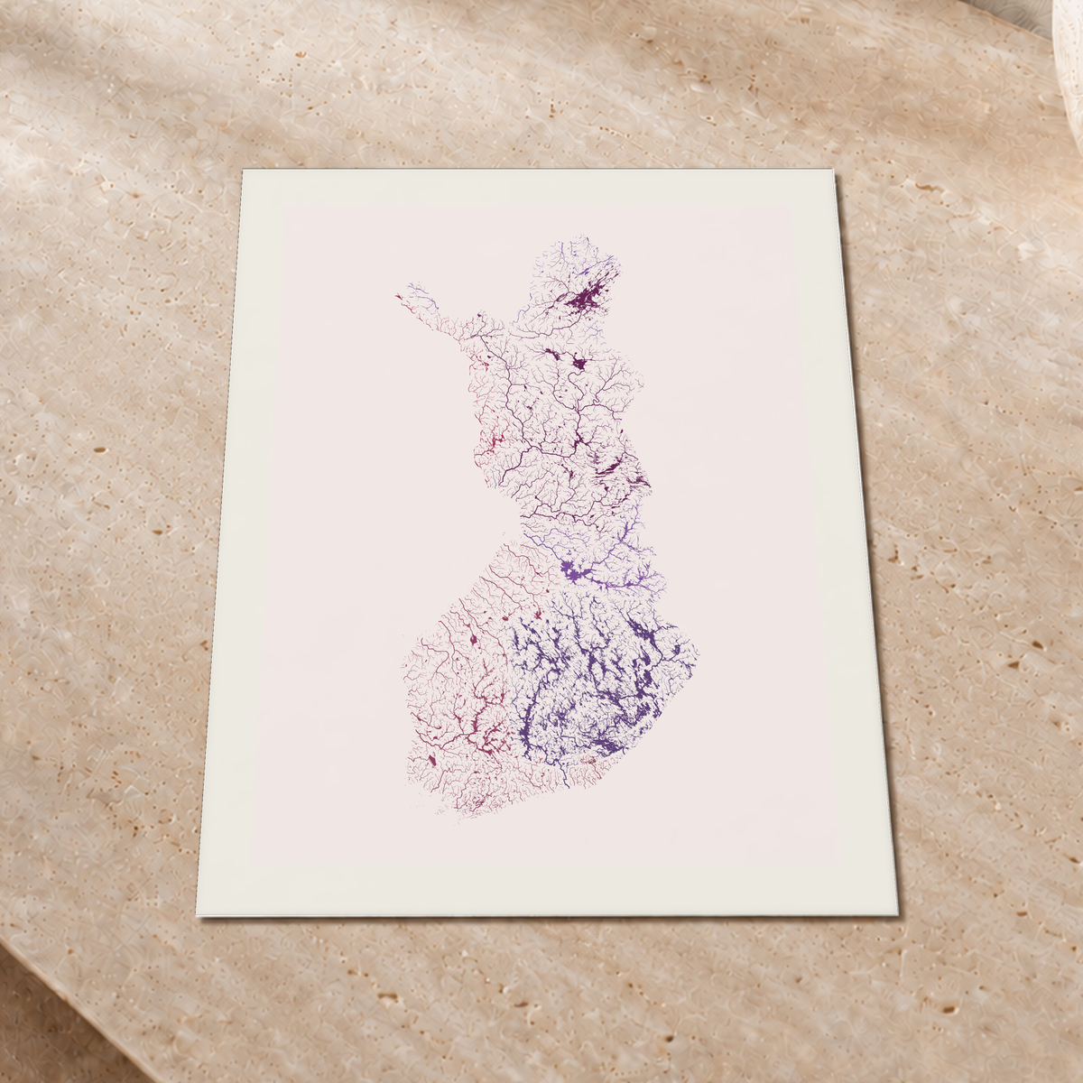 Beautiful Rivers — Finlândia — Ameixa e rosé, Impressão fine art · 30 × 40 cm, Margem branca