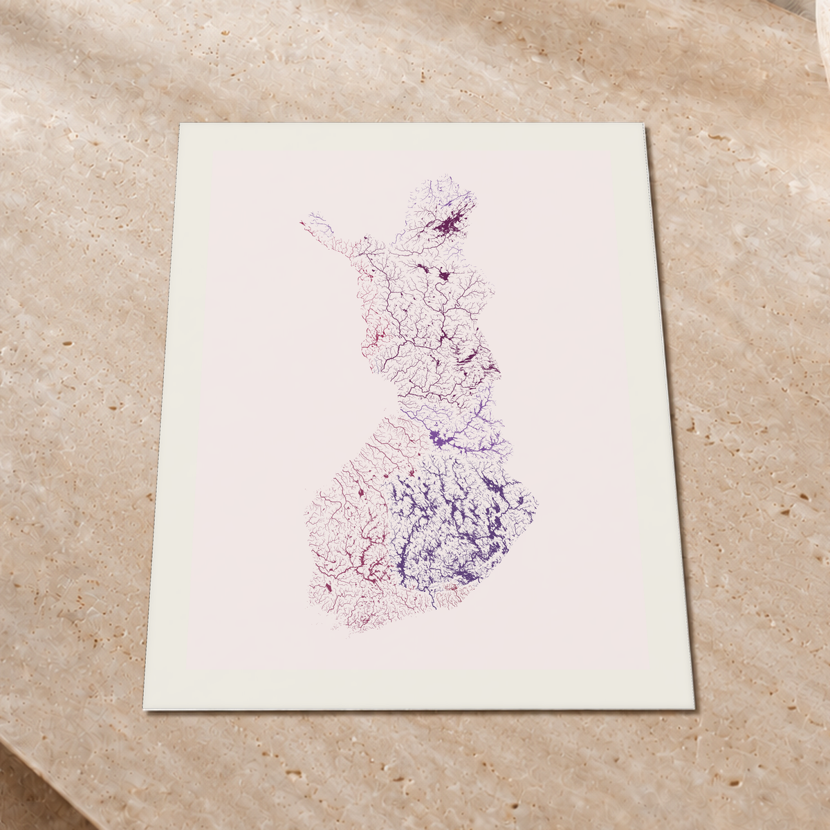 Beautiful Rivers — Finlândia — Ameixa e rosé, Impressão fine art · 45 × 60 cm, Margem branca