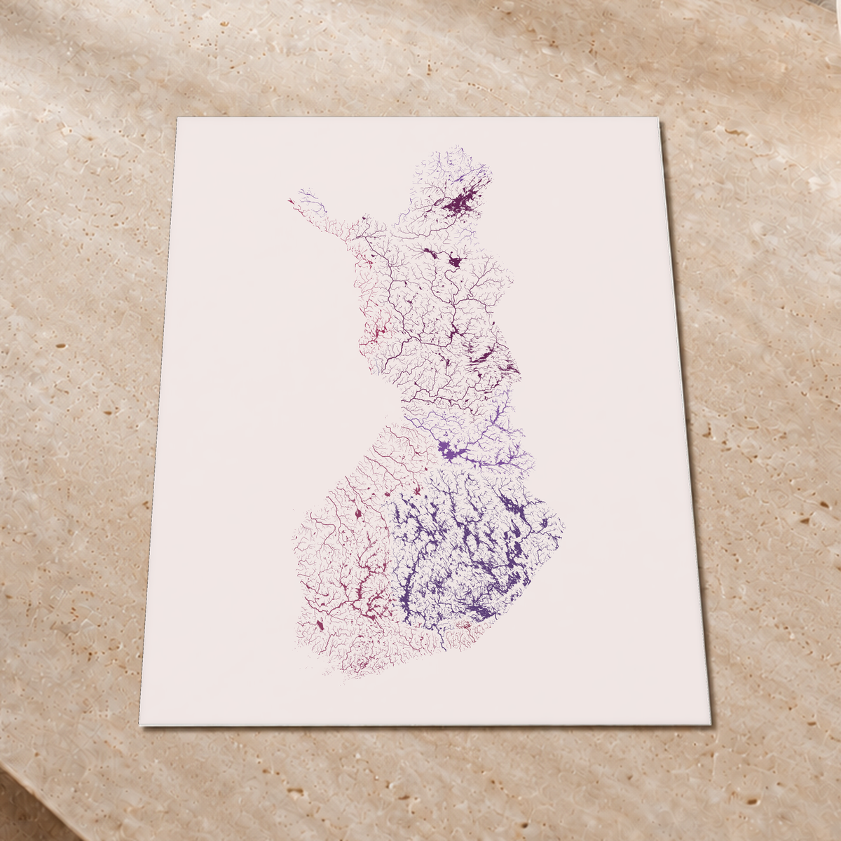 Beautiful Rivers — Finlândia — Ameixa e rosé, Impressão fine art · 60 × 80 cm, Sem margem