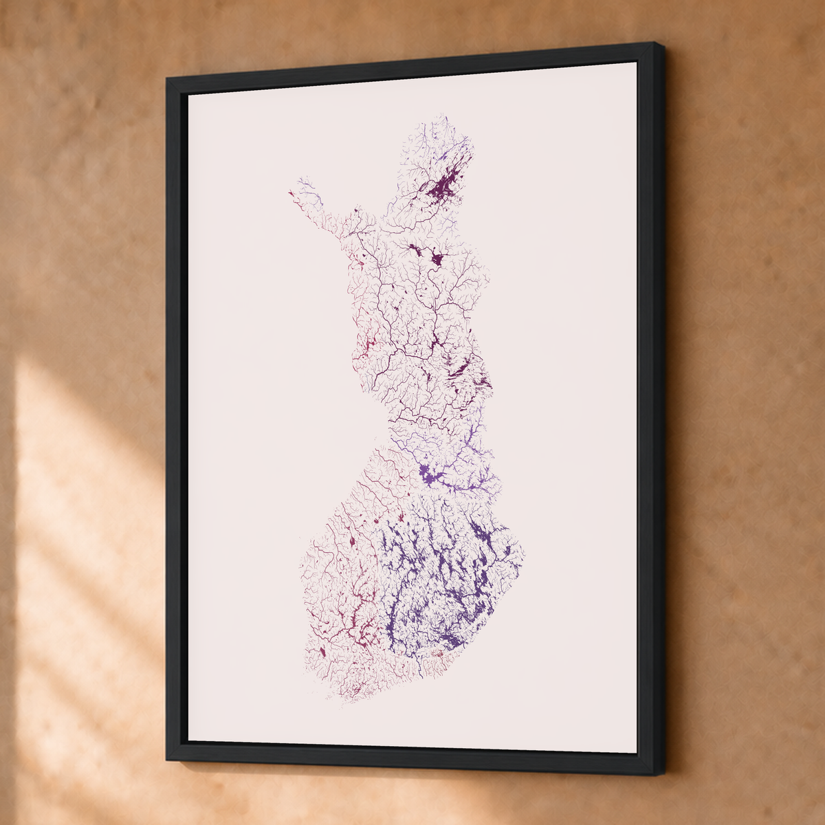 Beautiful Rivers — Finlândia — Ameixa e rosé, Fine art emoldurado · 30 × 40 cm, Preto · Sem margem