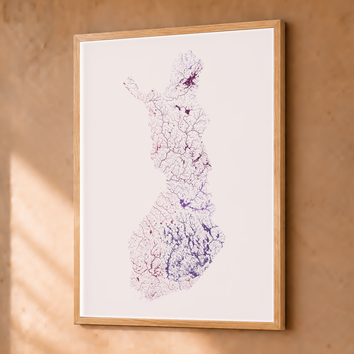 Beautiful Rivers — Finlândia — Ameixa e rosé, Fine art emoldurado · 30 × 40 cm, Natural · Sem margem