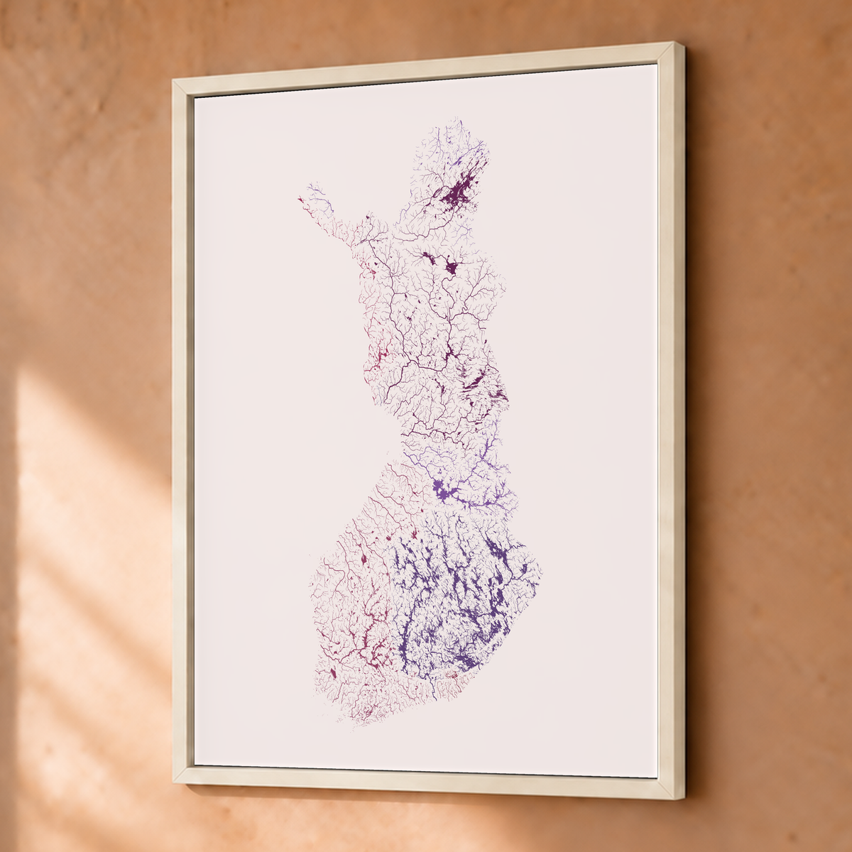Beautiful Rivers — Finlândia — Ameixa e rosé, Fine art emoldurado · 30 × 40 cm, Branco · Sem margem