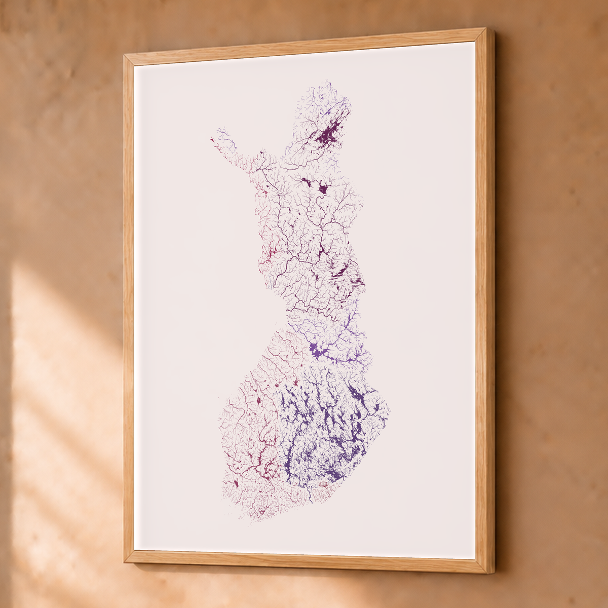 Beautiful Rivers — Finlândia — Ameixa e rosé, Fine art emoldurado · 45 × 60 cm, Natural · Sem margem