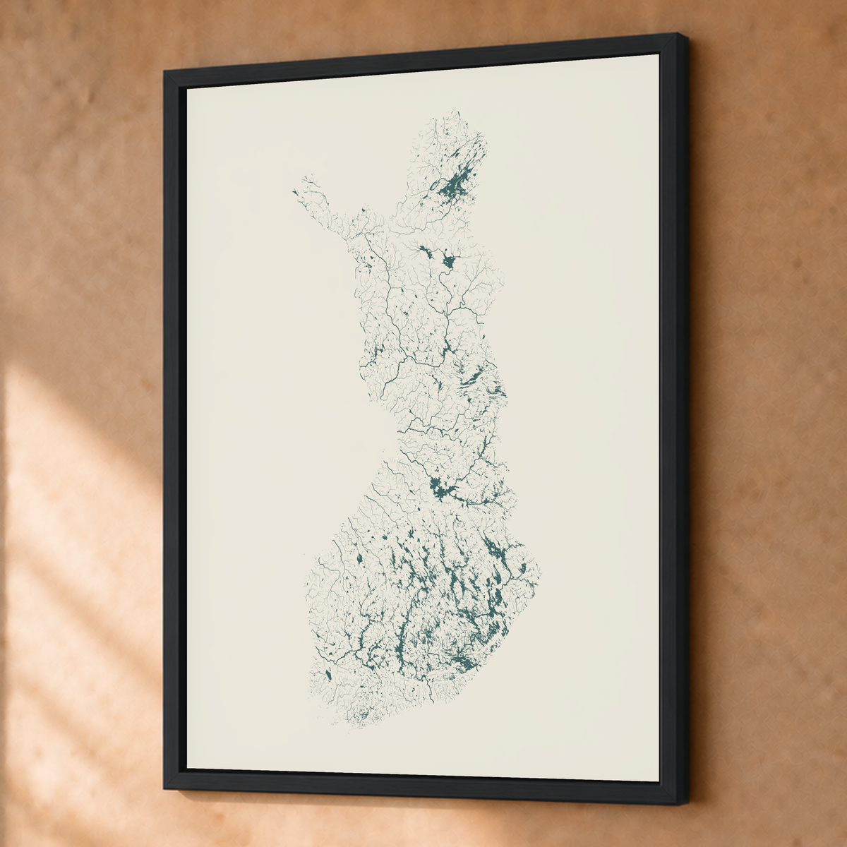 Beautiful Rivers — Finlândia — Natural e luminosa, Fine art emoldurado · 45 × 60 cm, Preto · Sem margem