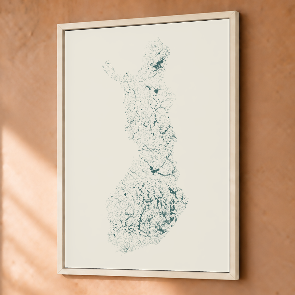 Beautiful Rivers — Finlândia — Natural e luminosa, Fine art emoldurado · 45 × 60 cm, Branco · Sem margem