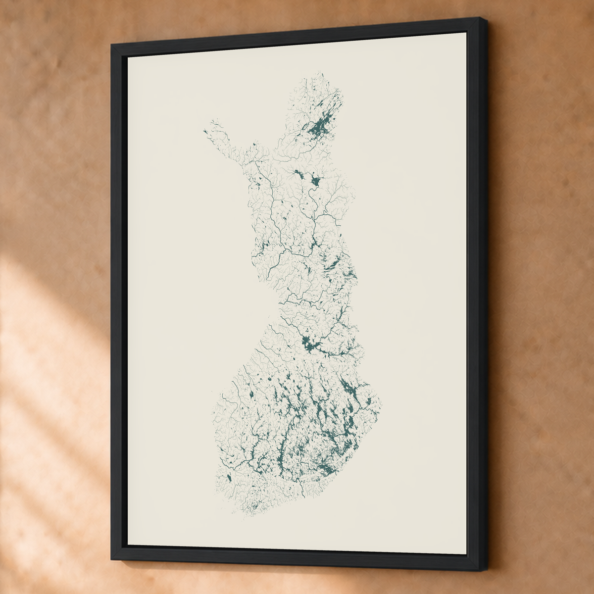Beautiful Rivers — Finlândia — Natural e luminosa, Fine art emoldurado · 60 × 80 cm, Preto · Sem margem