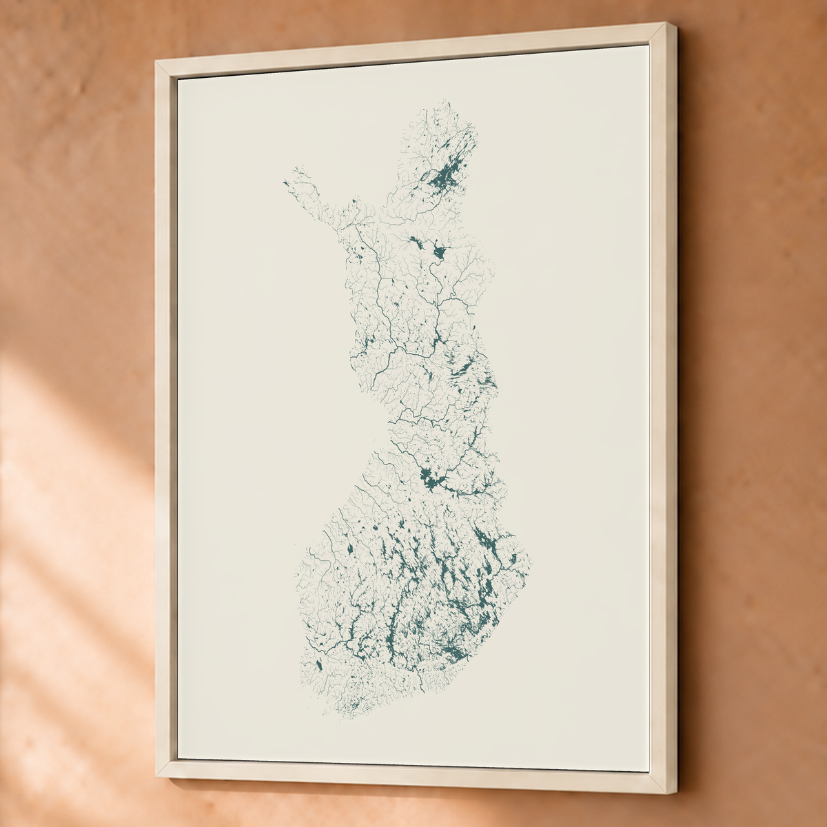 Beautiful Rivers — Finlândia — Natural e luminosa, Fine art emoldurado · 60 × 80 cm, Branco · Sem margem