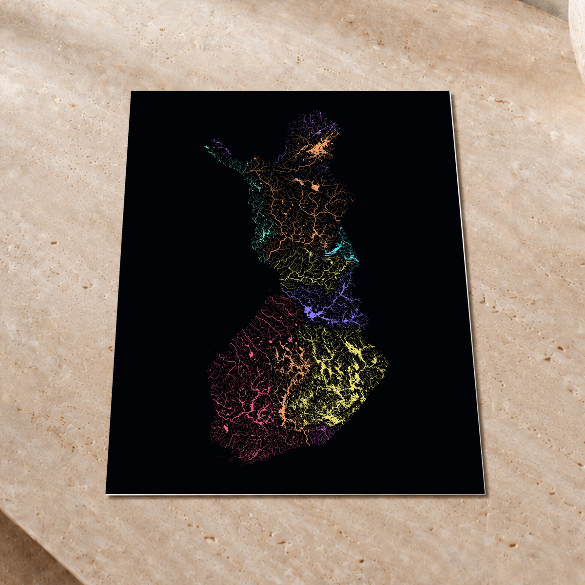 Beautiful Rivers — Finlândia — Neon por território, Impressão fine art · 30 × 40 cm, Sem margem