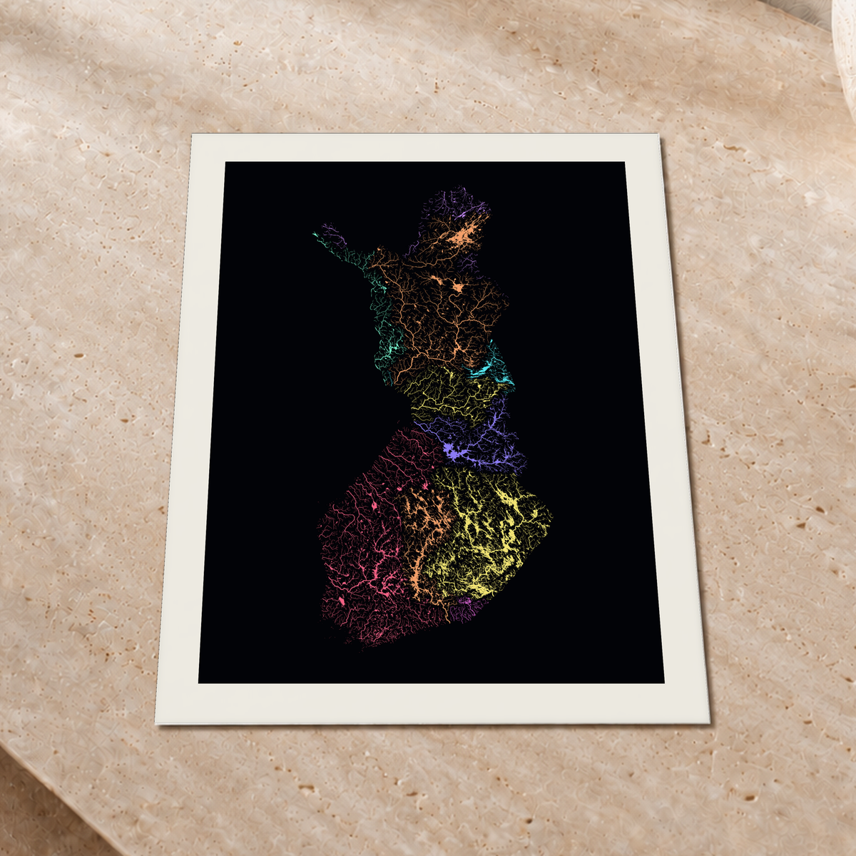 Beautiful Rivers — Finlândia — Neon por território, Impressão fine art · 30 × 40 cm, Margem branca