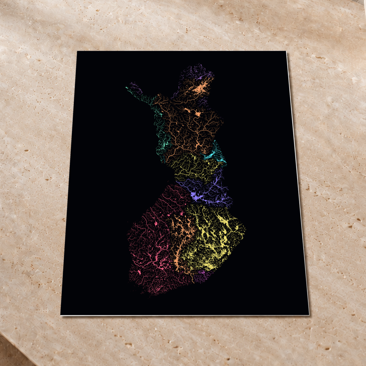Beautiful Rivers — Finlândia — Neon por território, Impressão fine art · 60 × 80 cm, Sem margem