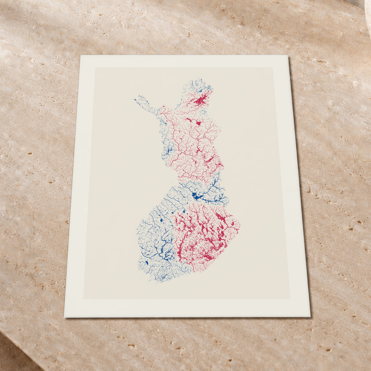 Beautiful Rivers — Finlândia — Risografia, Impressão fine art · 45 × 60 cm, Margem branca