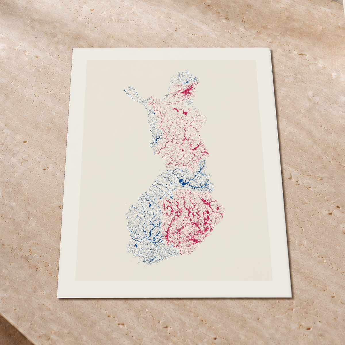 Beautiful Rivers — Finlândia — Risografia, Impressão fine art · 60 × 80 cm, Margem branca