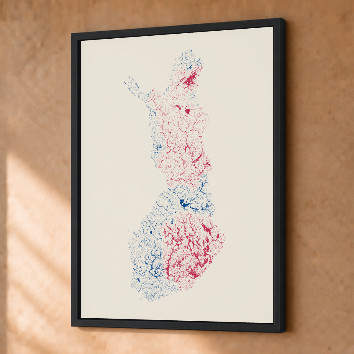 Beautiful Rivers — Finlândia — Risografia, Fine art emoldurado · 30 × 40 cm, Preto · Sem margem