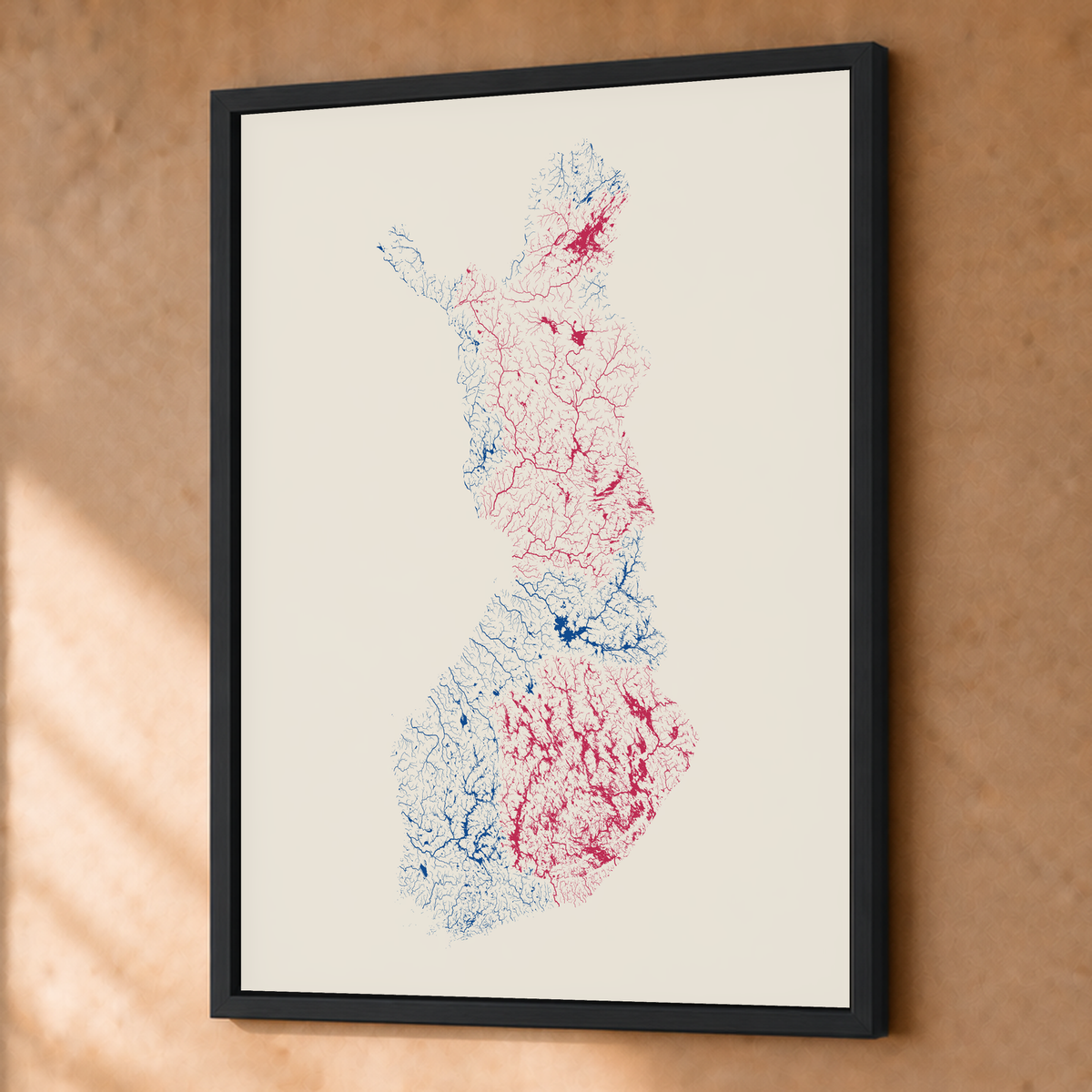 Beautiful Rivers — Finlândia — Risografia, Fine art emoldurado · 45 × 60 cm, Preto · Sem margem