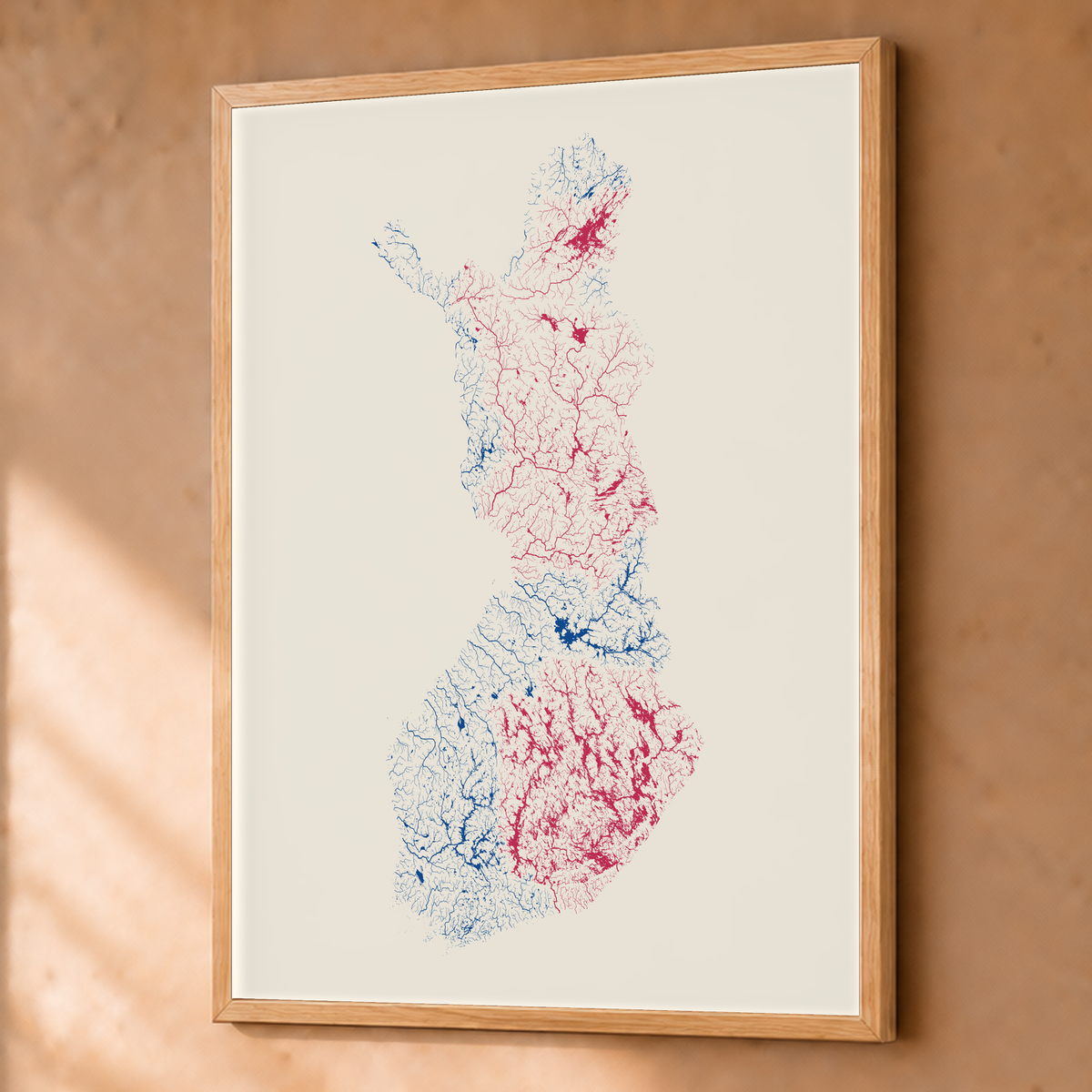 Beautiful Rivers — Finlândia — Risografia, Fine art emoldurado · 60 × 80 cm, Natural · Sem margem