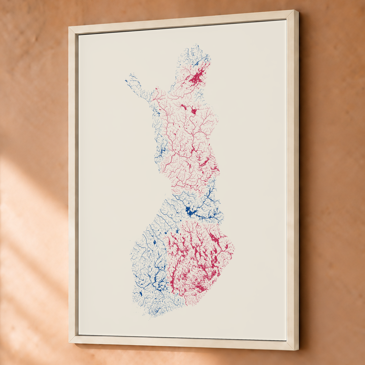 Beautiful Rivers — Finlândia — Risografia, Fine art emoldurado · 60 × 80 cm, Branco · Sem margem