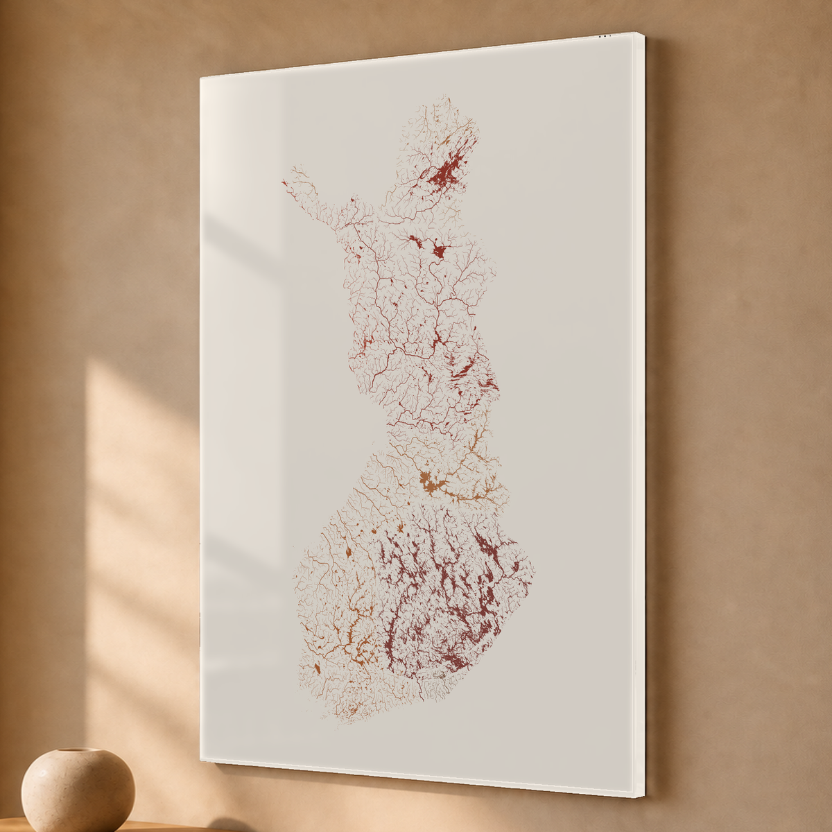 Beautiful Rivers — Finlândia — Terracota e areia, Acrílico · 40 × 60 cm, Sem margem