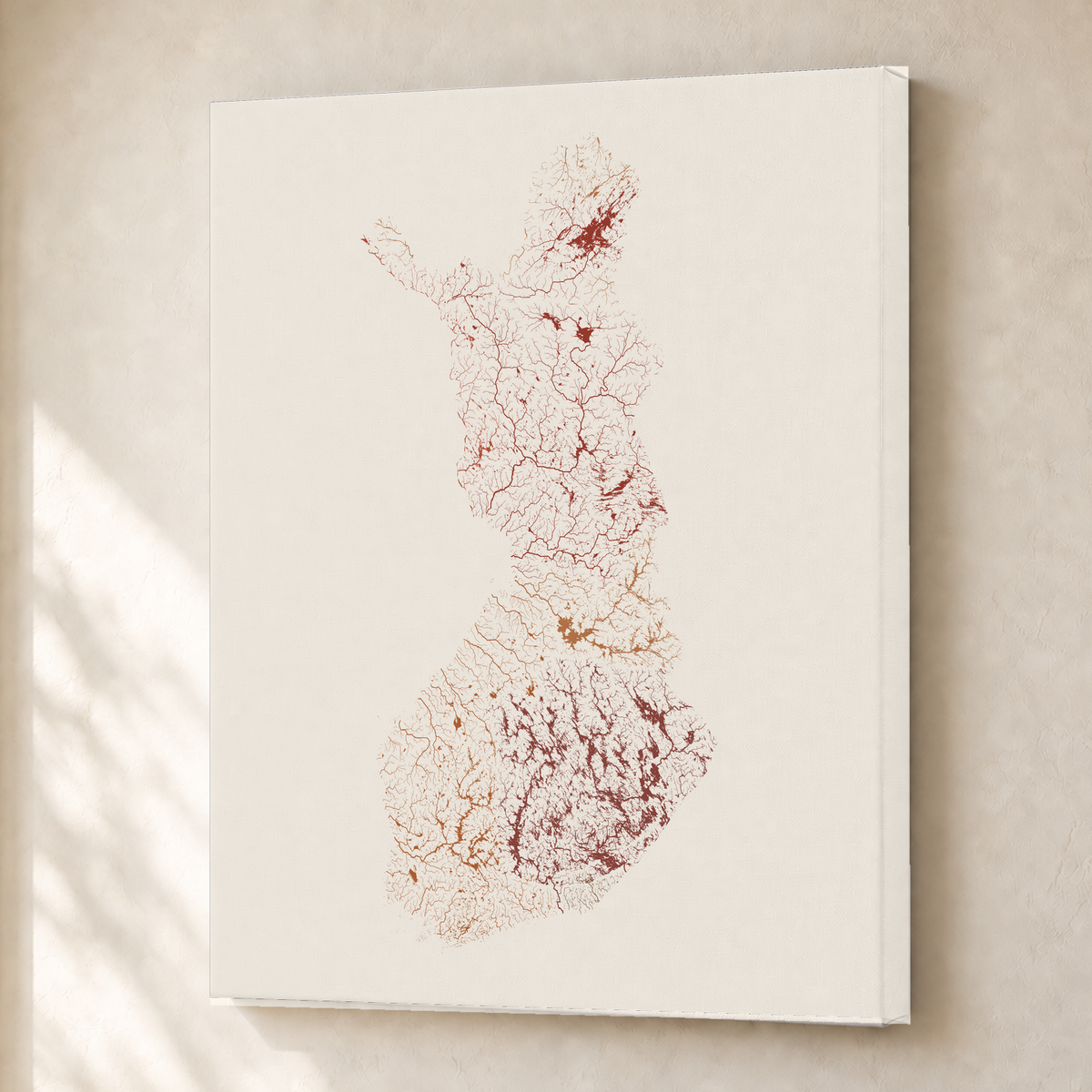 Beautiful Rivers — Finlândia — Terracota e areia, Canvas · 30 × 40 cm, Sem margem