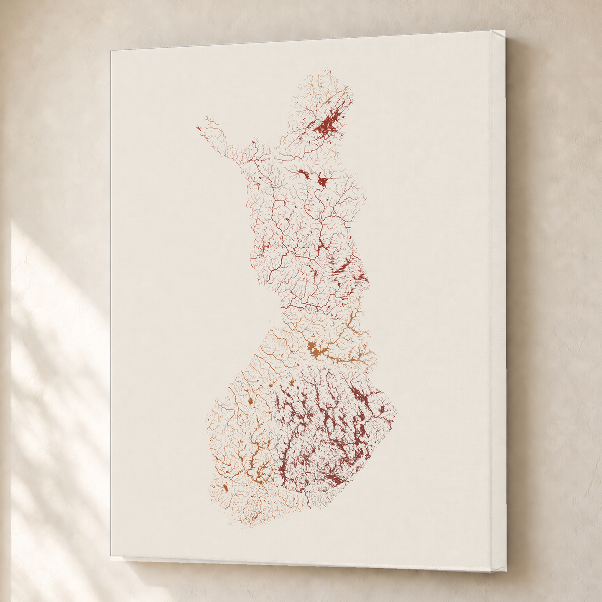 Beautiful Rivers — Finlândia — Terracota e areia, Canvas · 45 × 60 cm, Sem margem