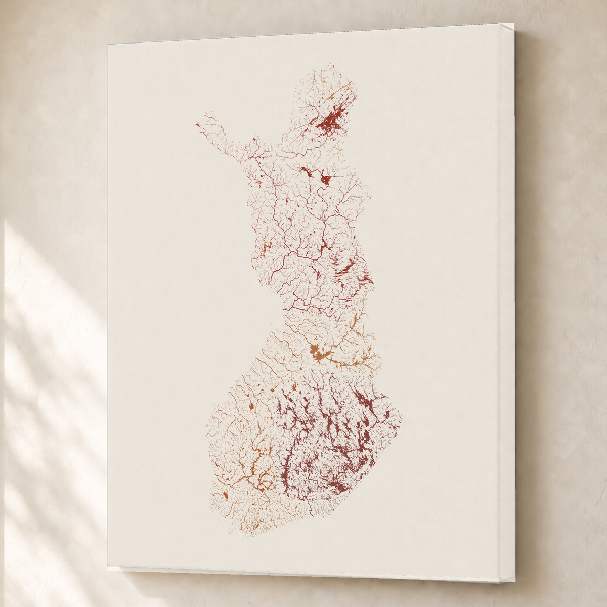 Beautiful Rivers — Finlândia — Terracota e areia, Canvas · 60 × 80 cm, Sem margem