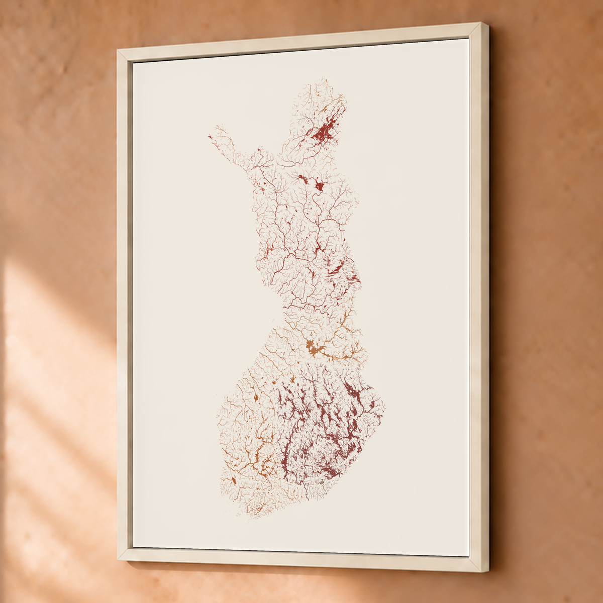 Beautiful Rivers — Finlândia — Terracota e areia, Fine art emoldurado · 45 × 60 cm, Branco · Sem margem