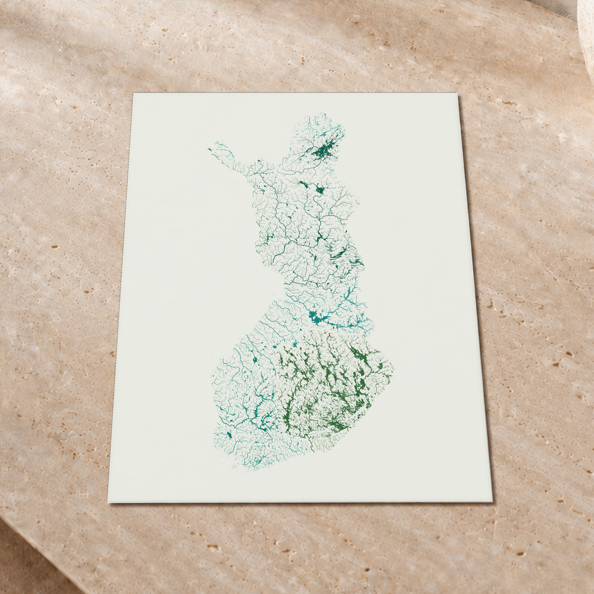 Beautiful Rivers — Finlândia — Verde jade e porcelana, Impressão fine art · 30 × 40 cm, Sem margem