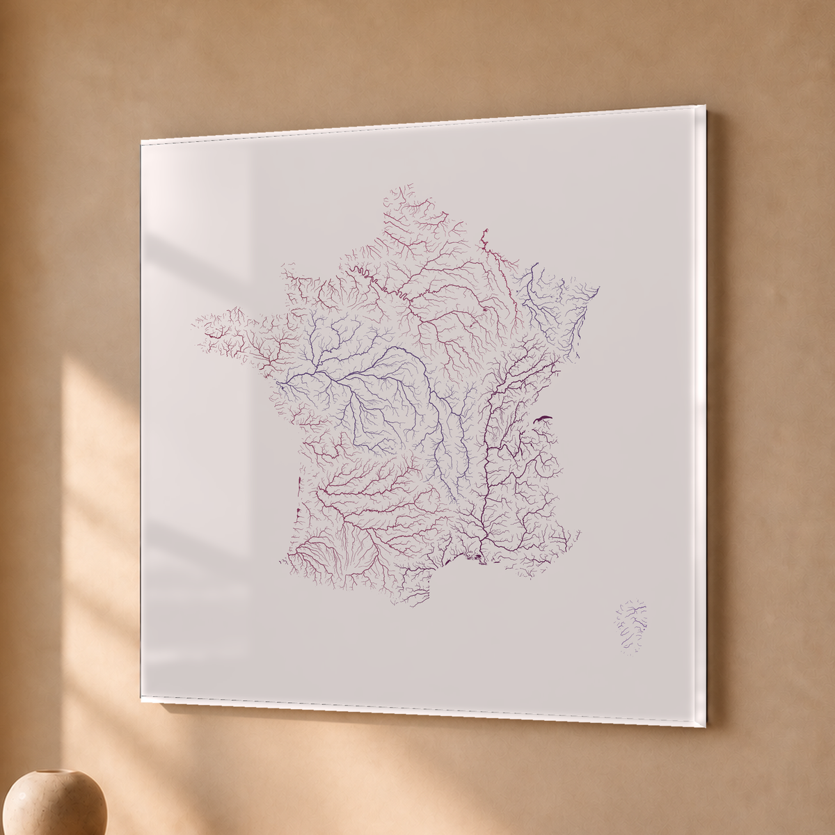 Beautiful Rivers — França — Ameixa e rosé, Acrílico · 50 × 50 cm, Sem margem