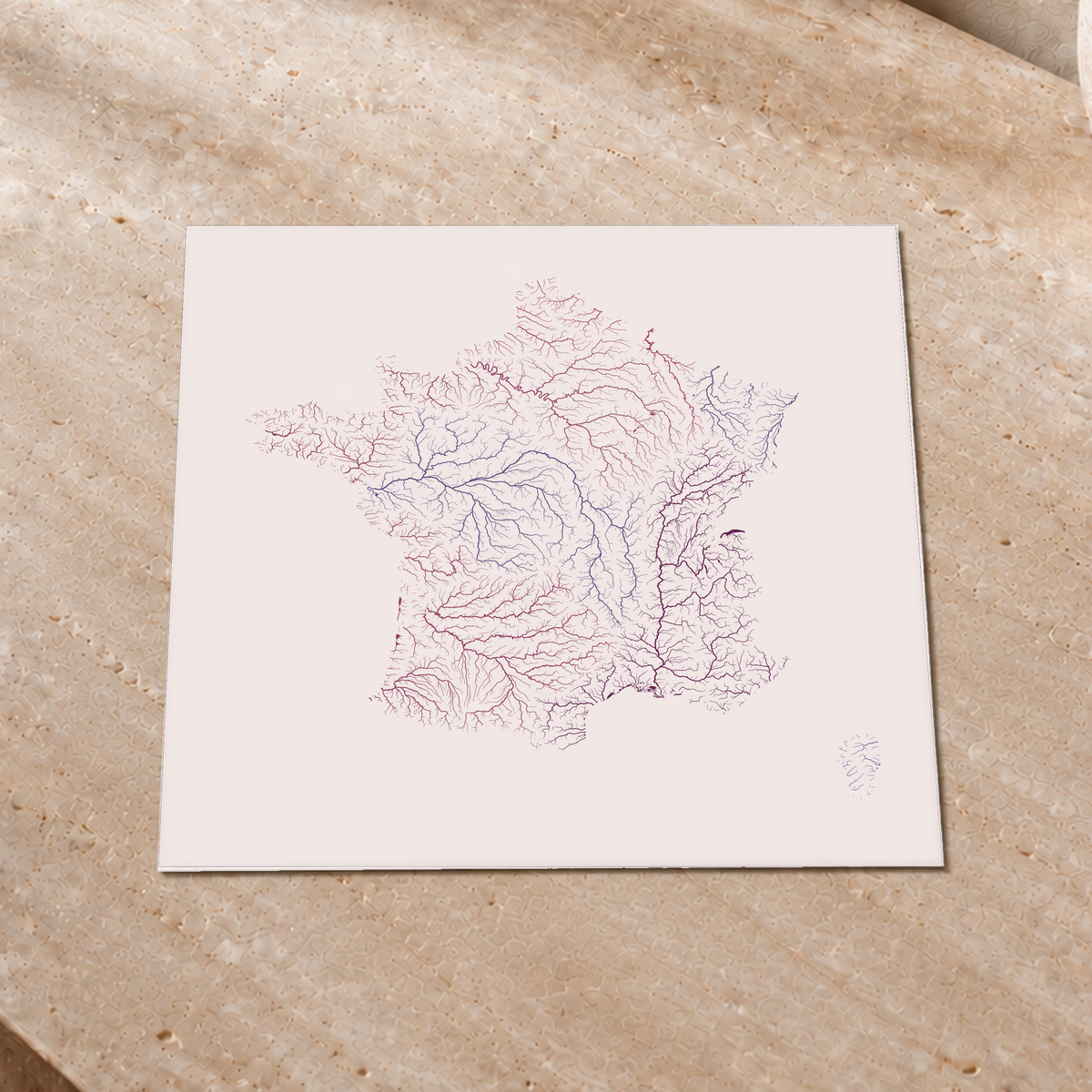Beautiful Rivers — França — Ameixa e rosé, Impressão fine art · 30 × 30 cm, Sem margem