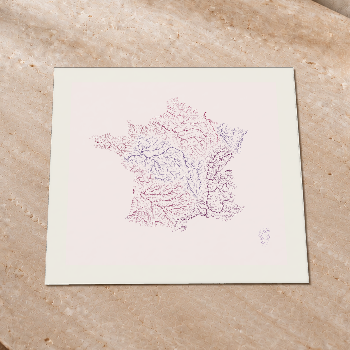 Beautiful Rivers — França — Ameixa e rosé, Impressão fine art · 76 × 76 cm, Margem branca