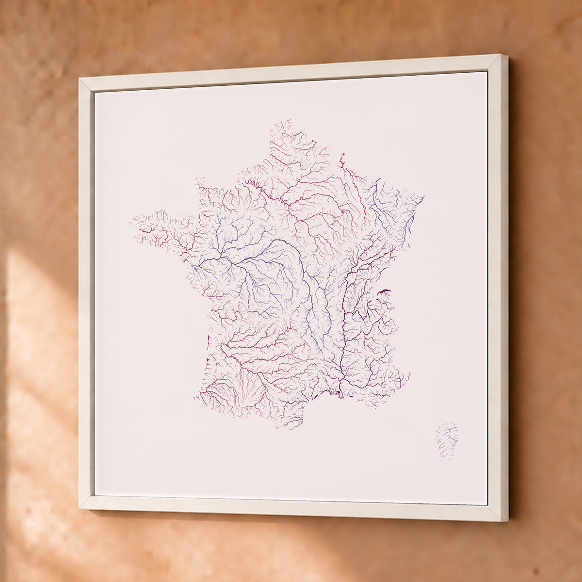Beautiful Rivers — França — Ameixa e rosé, Fine art emoldurado · 76 × 76 cm, Branco · Sem margem