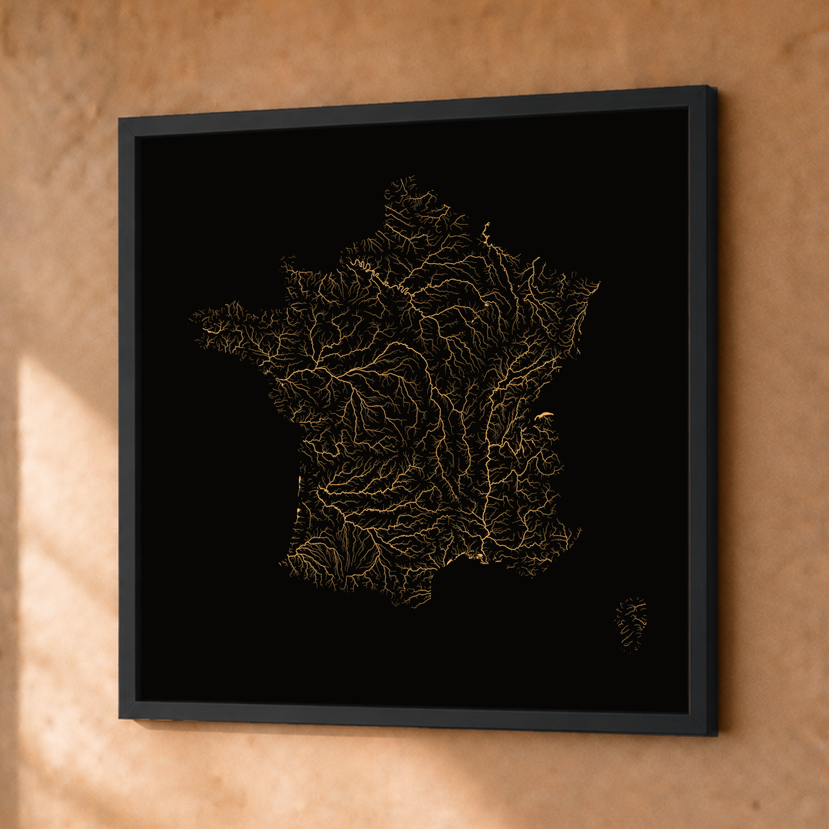 Beautiful Rivers — França — Cobre, Fine art emoldurado · 50 × 50 cm, Preto · Sem margem