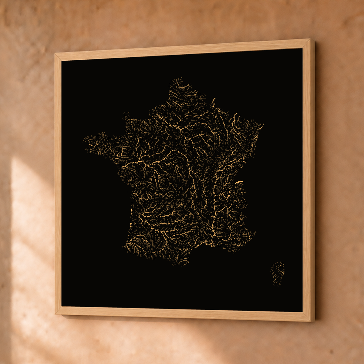 Beautiful Rivers — França — Cobre, Fine art emoldurado · 50 × 50 cm, Natural · Sem margem