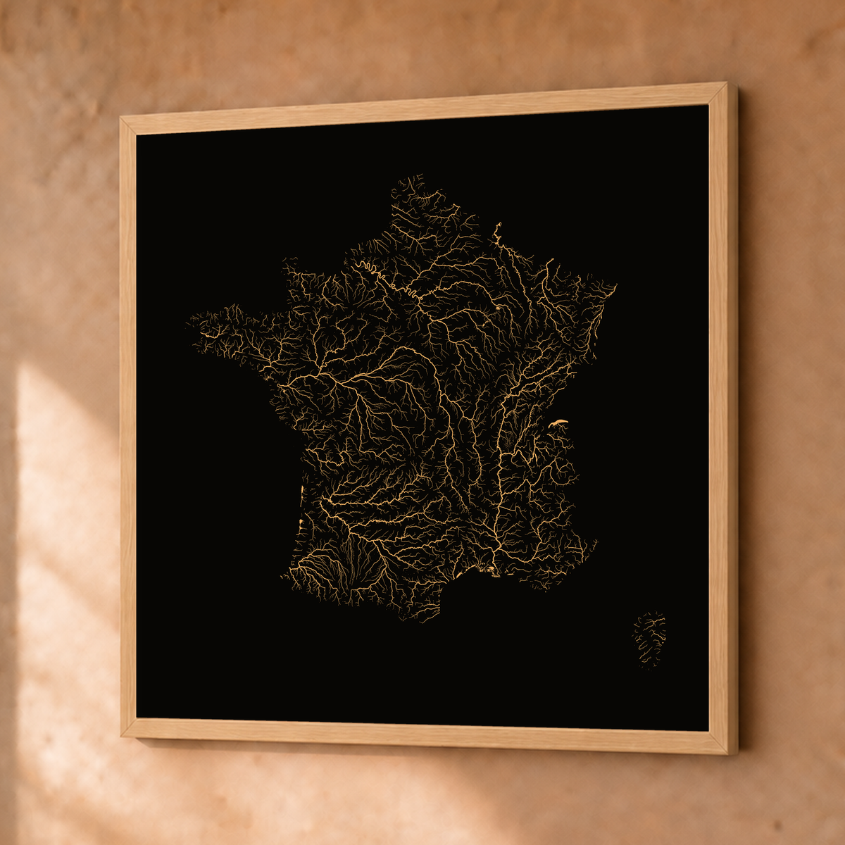 Beautiful Rivers — França — Cobre, Fine art emoldurado · 76 × 76 cm, Natural · Sem margem