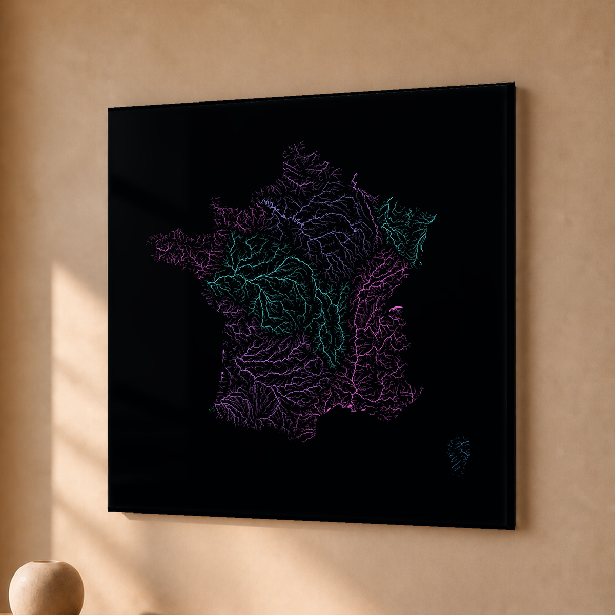 Beautiful Rivers — França — Neon hidrográfico, Acrílico · 30 × 30 cm, Sem margem