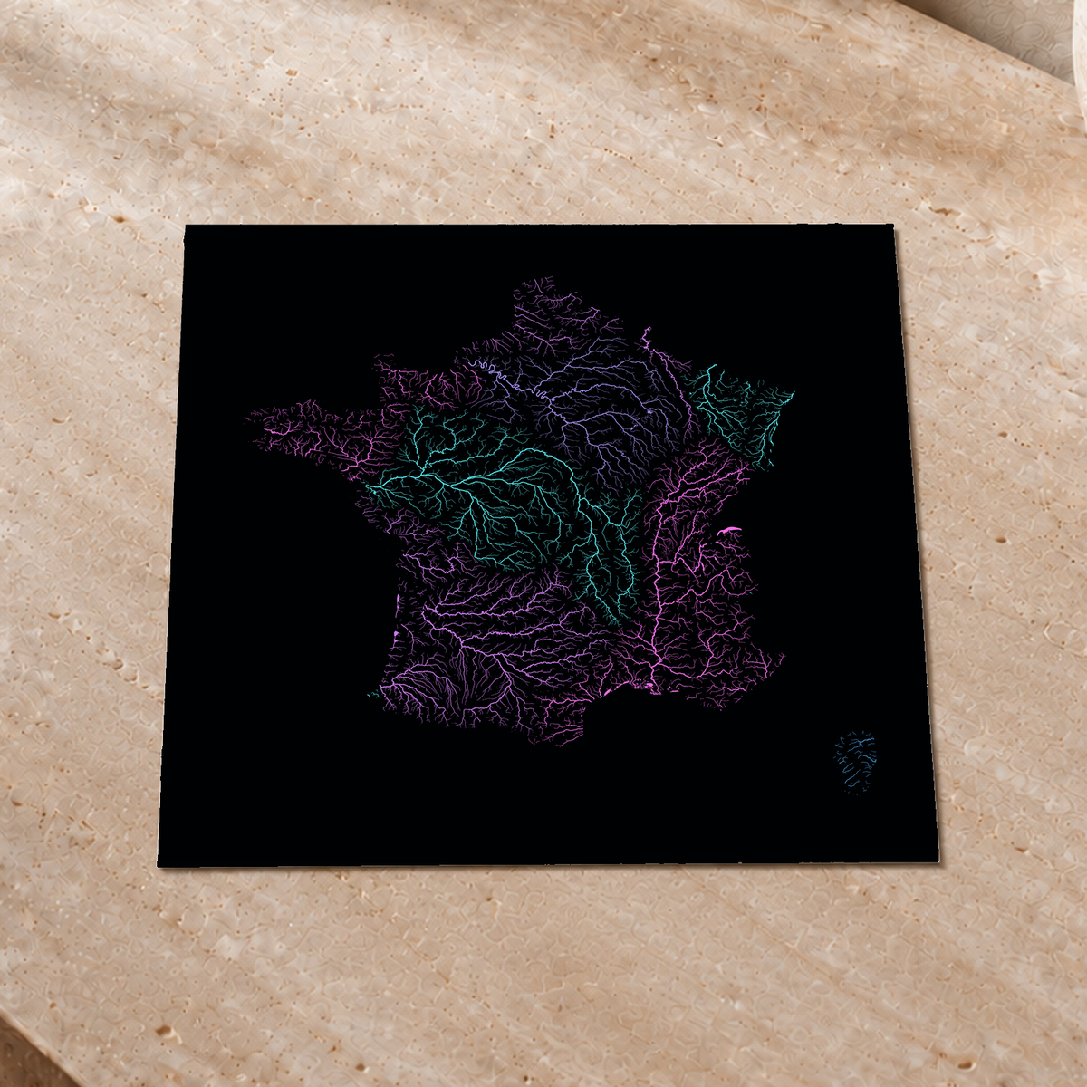 Beautiful Rivers — França — Neon hidrográfico, Impressão fine art · 30 × 30 cm, Sem margem