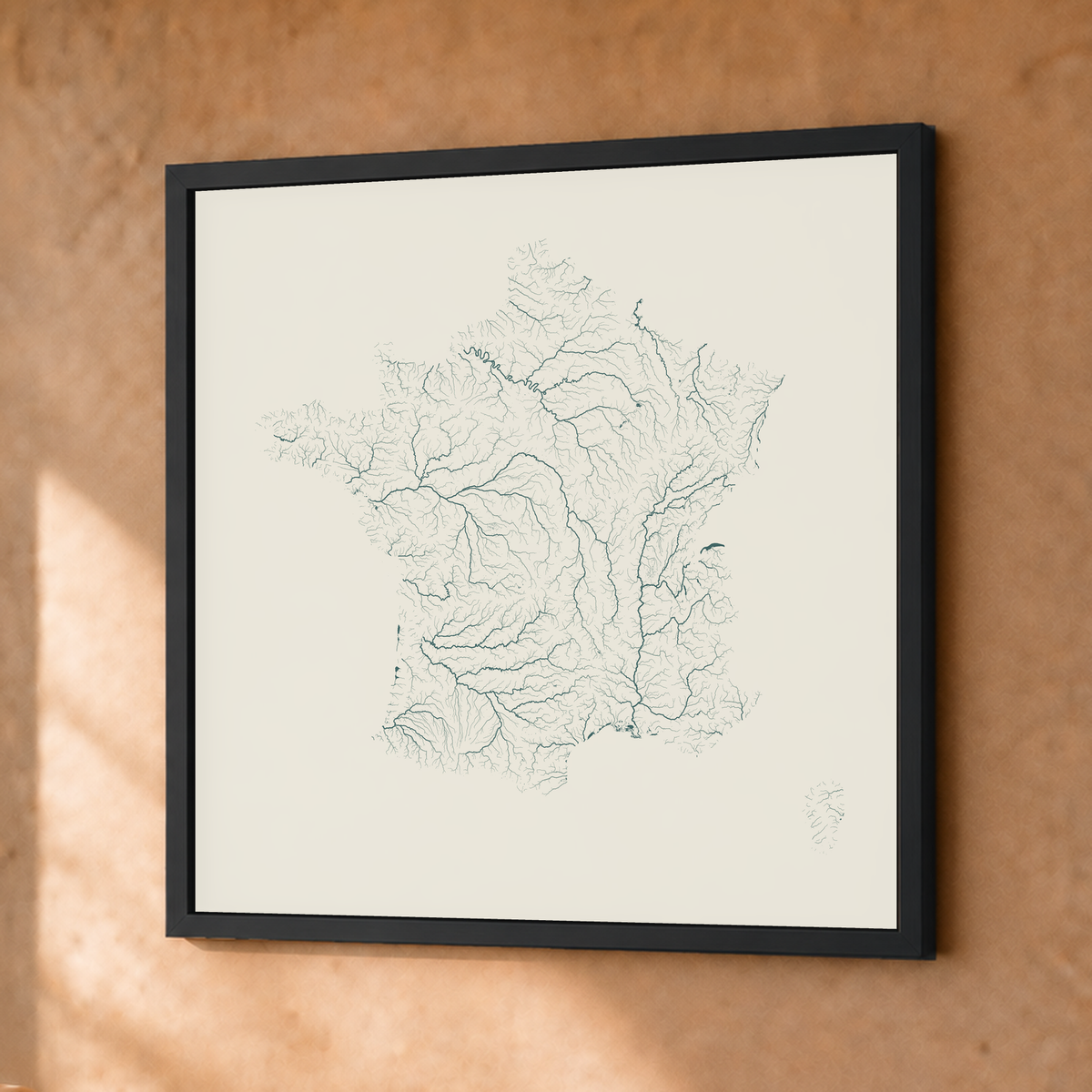 Beautiful Rivers — França — Natural e luminosa, Fine art emoldurado · 30 × 30 cm, Preto · Sem margem