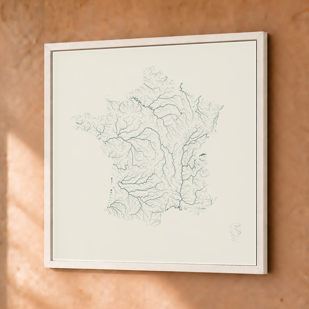 Beautiful Rivers — França — Natural e luminosa, Fine art emoldurado · 50 × 50 cm, Branco · Sem margem