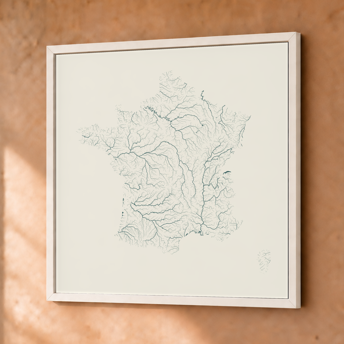 Beautiful Rivers — França — Natural e luminosa, Fine art emoldurado · 76 × 76 cm, Branco · Sem margem