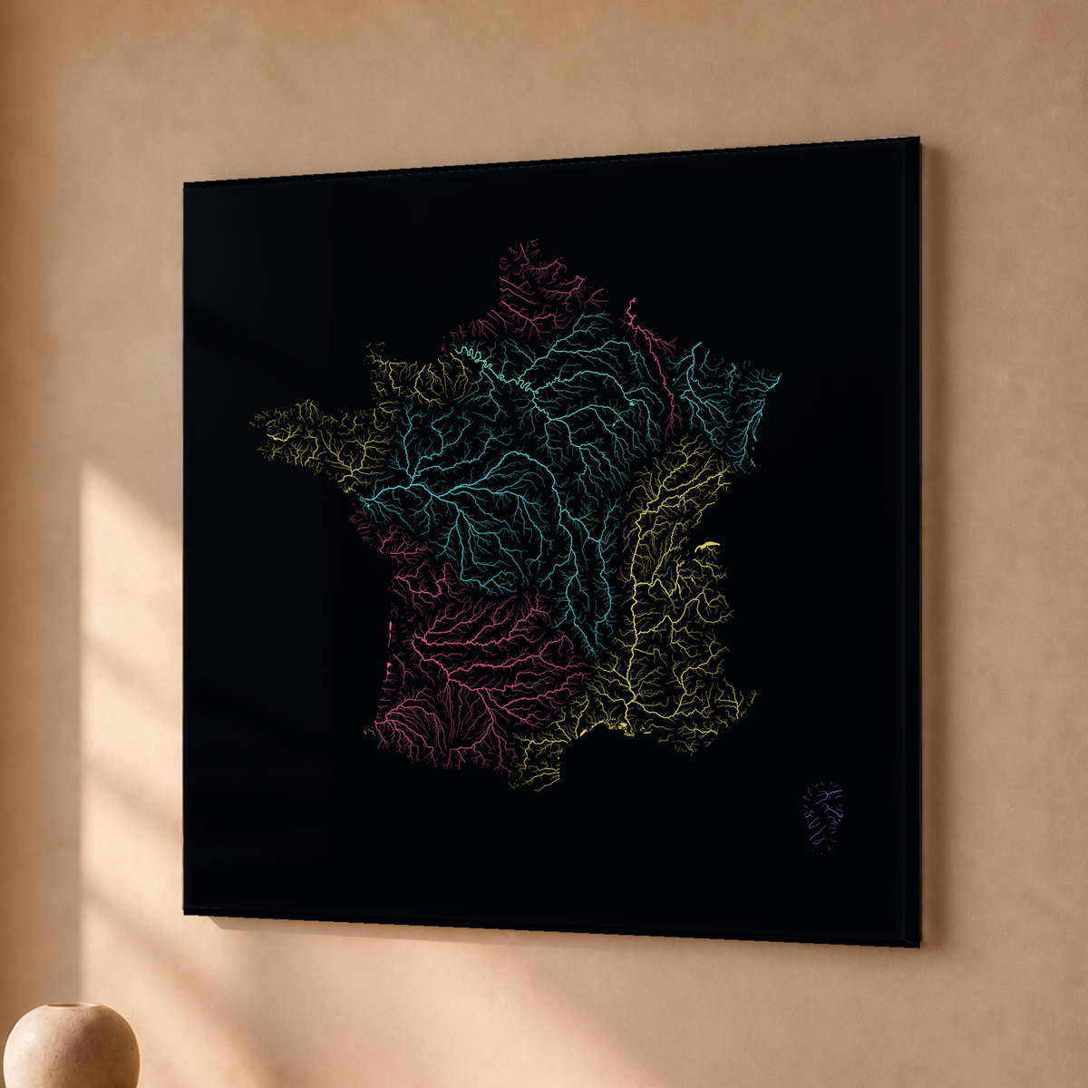 Beautiful Rivers — França — Neon por território, Acrílico · 50 × 50 cm, Sem margem