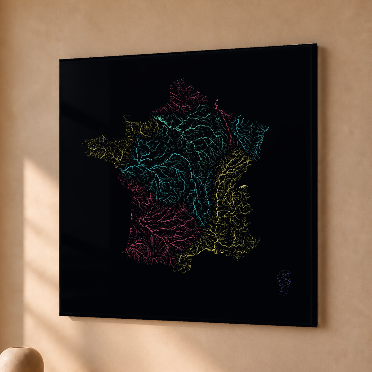 Beautiful Rivers — França — Neon por território, Acrílico · 76 × 76 cm, Sem margem