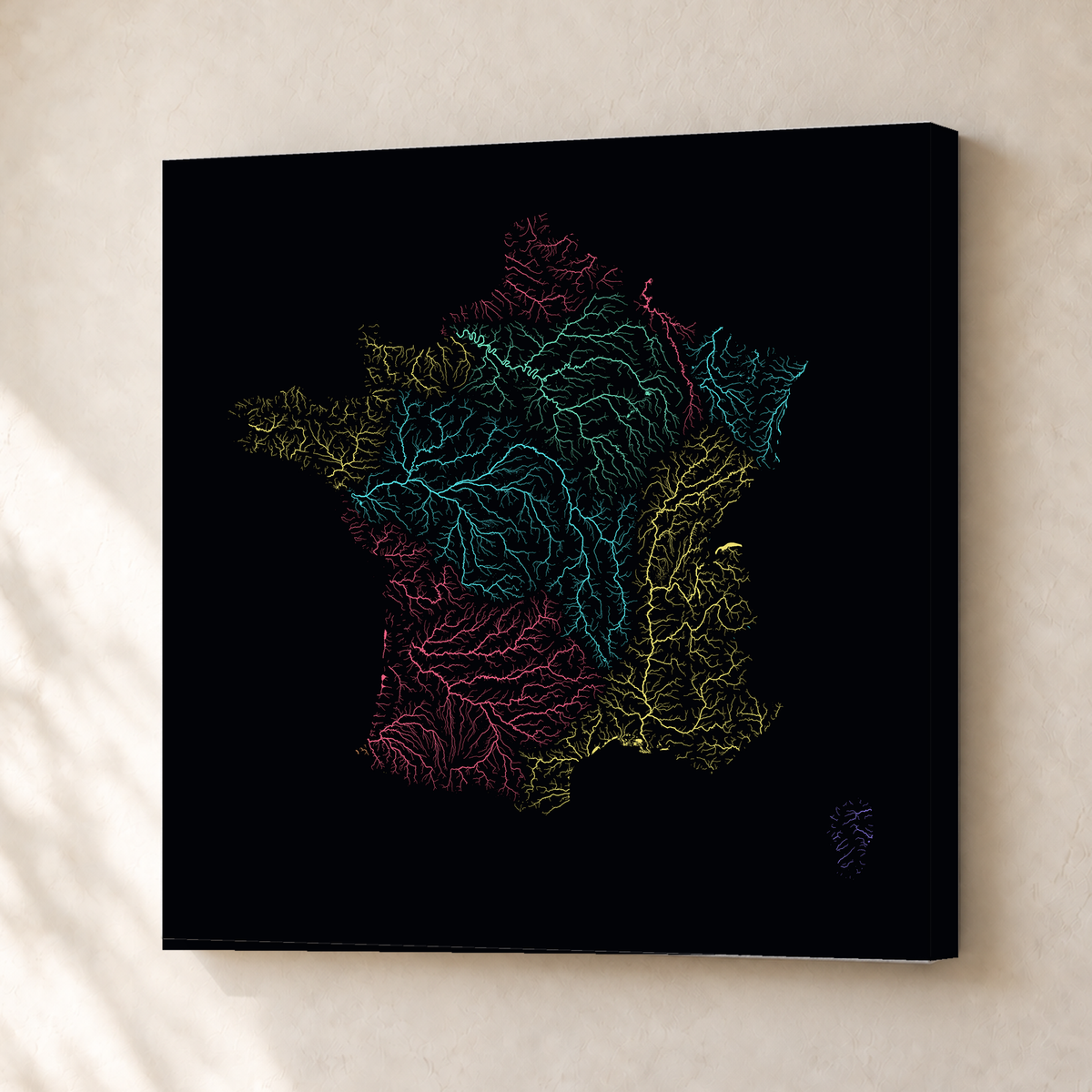 Beautiful Rivers — França — Neon por território, Canvas · 30 × 30 cm, Sem margem