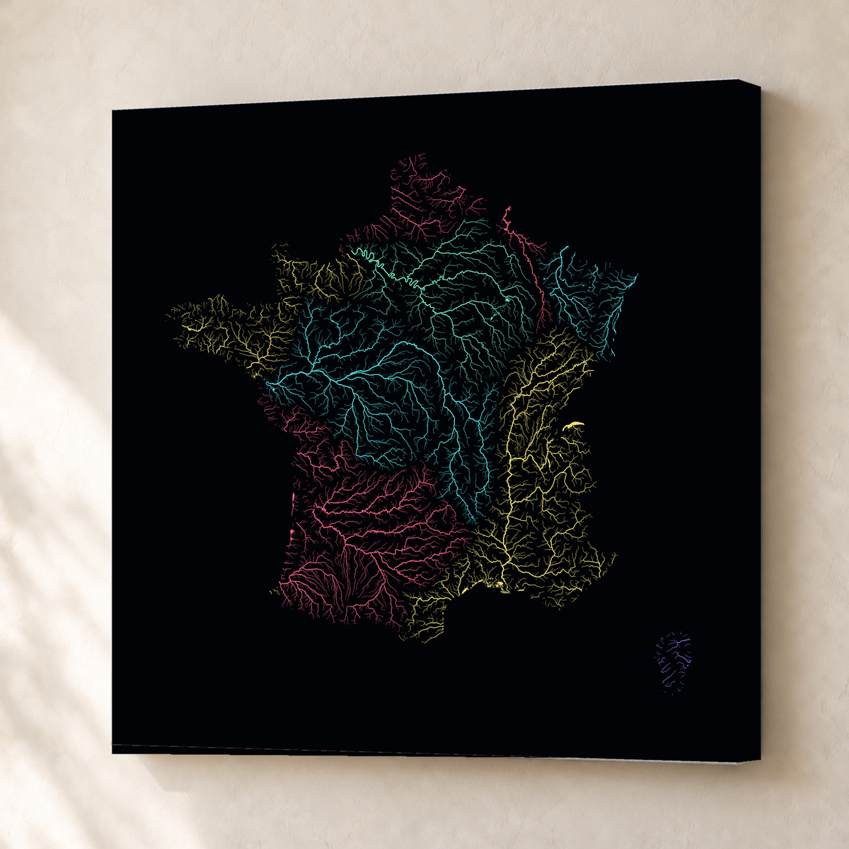Beautiful Rivers — França — Neon por território, Canvas · 76 × 76 cm, Sem margem