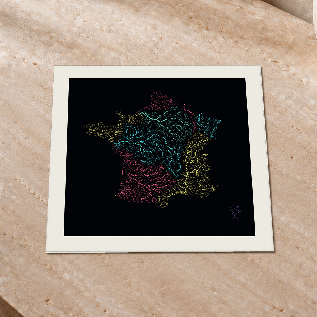 Beautiful Rivers — França — Neon por território, Impressão fine art · 30 × 30 cm, Margem branca