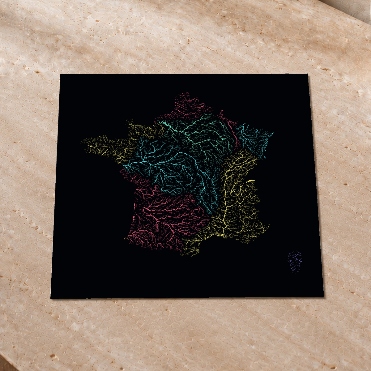 Beautiful Rivers — França — Neon por território, Impressão fine art · 50 × 50 cm, Sem margem